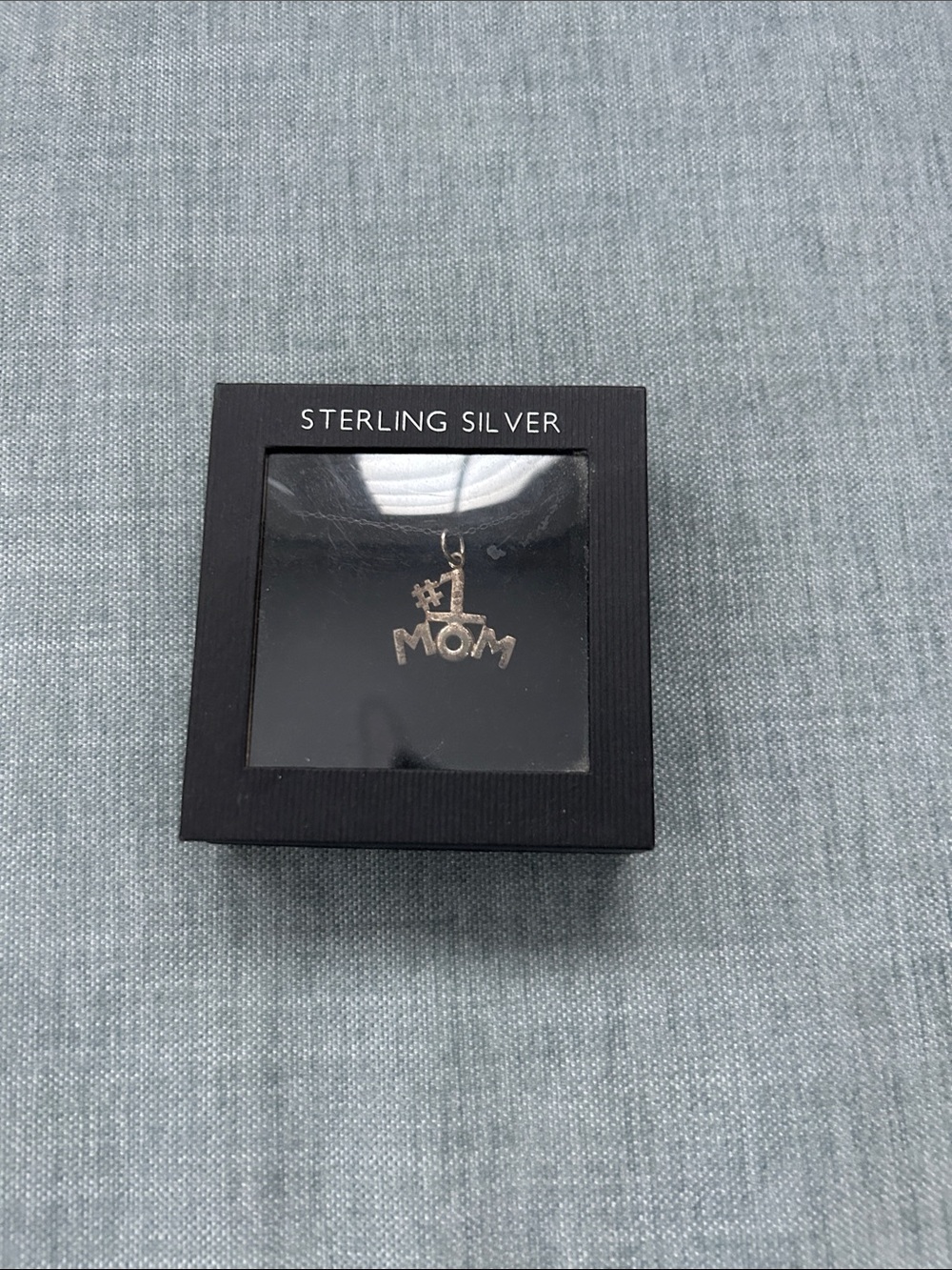 Sterling Silver "#1 Mom" Pendant Charm - Silver